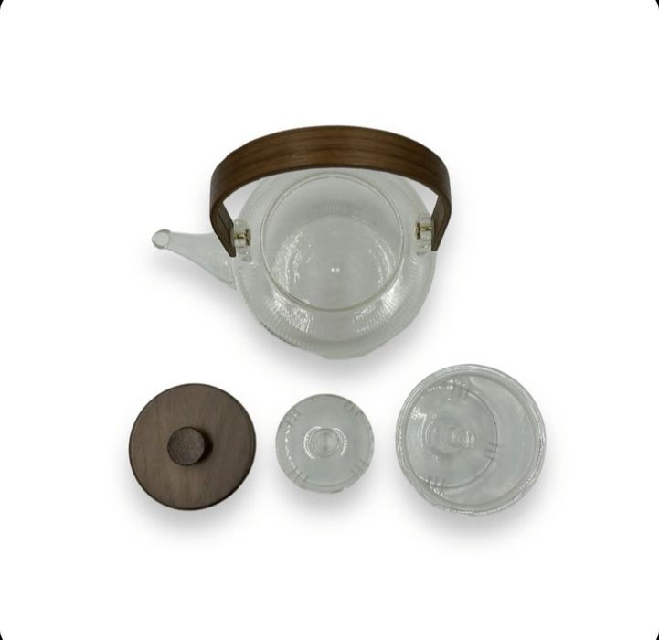 Чайник для заварювання Homla Elsie рифлений з дерев'яною ручкою 880 мл