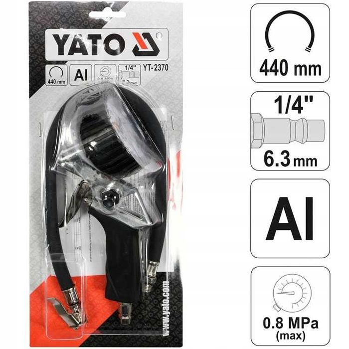Pistolet do pompowania kół z manometrem YATO profesjonalny do auta
