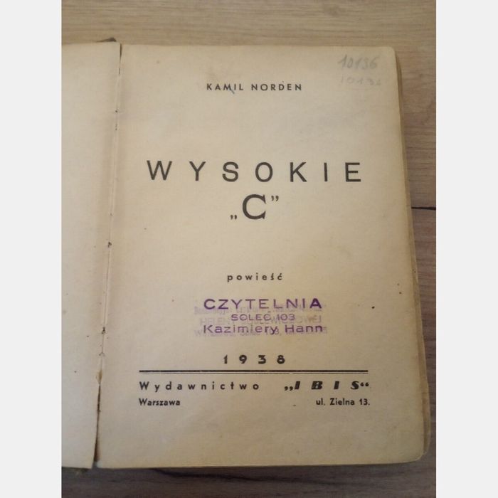 Wysokie "C". Kamil Mordem, 1938 rw.