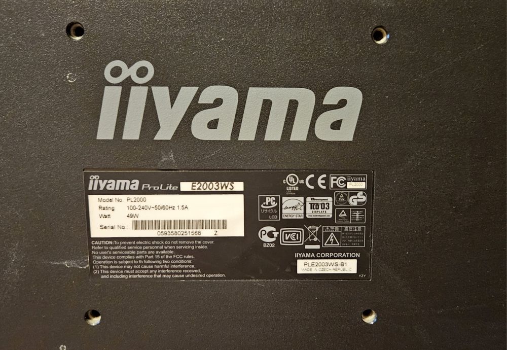 Monitor IIYAMA ProLite E2003WS 20"