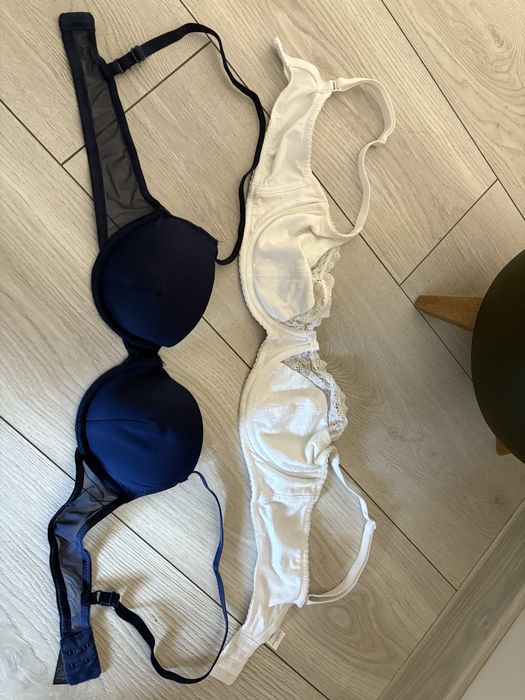 Zestaw dwa biustonosze 65A granatowy i biały