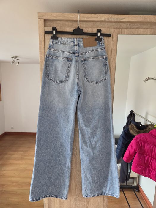 Szerokie spodnie jeansowe h&m 32