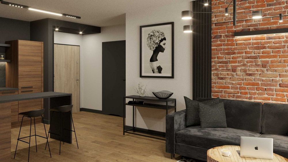 Piękne, nowoczesne 2-pokojowe mieszkanie w stylu loft