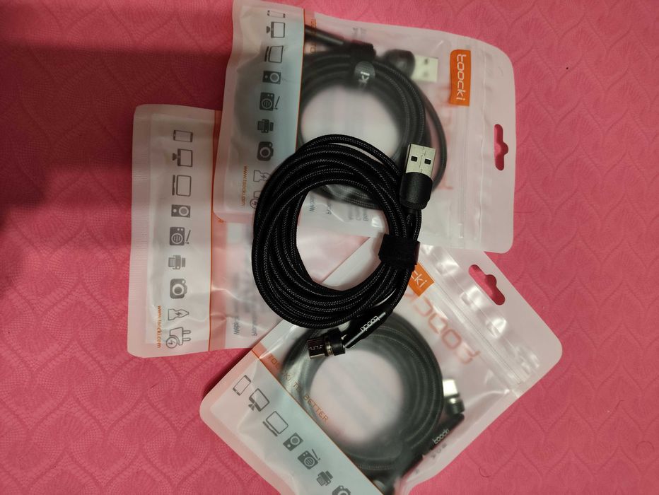 Магнітний Кабель Тооскі 3A  Кутовий USB Type C,  iPhone,Micro USB