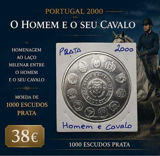 Portugal 2000 - 1000 Escudos Prata - Ibero-Americana - O Homem e o seu Cavalo