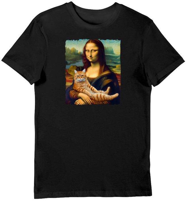 Koszulka mona lisa z kotem czarna 3XL
