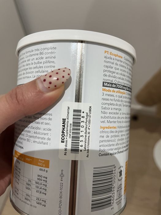 Suplemento alimentar EcophanePó para unhas quebradiças e cabelo fragil
