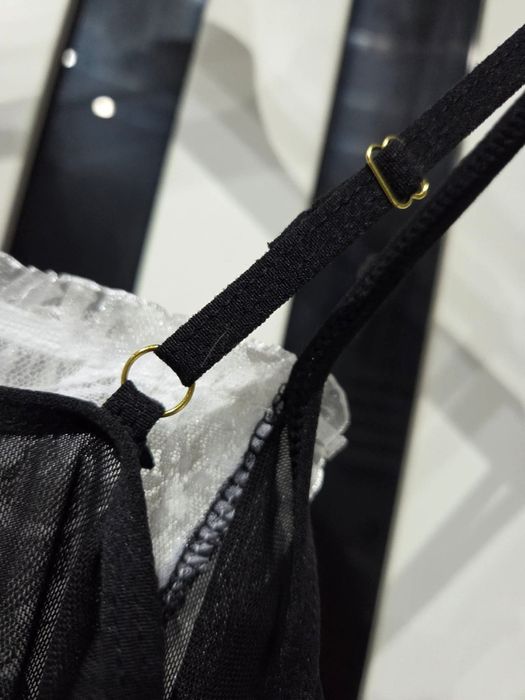Halka Strój Czarny Pokojówka Rozcięcie z Tyłu M-XL