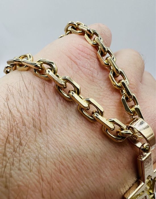 Złoty łańcuch ankier z krzyżem pr. 585