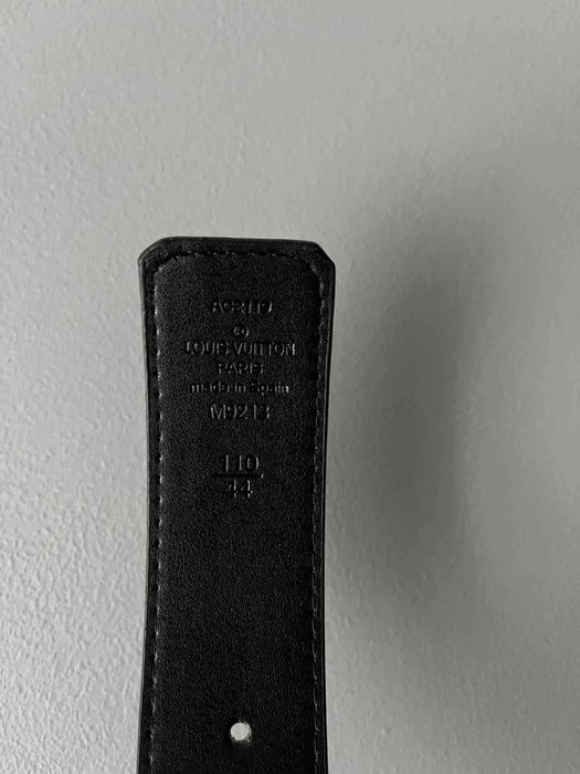 Czarny Pasek LV z czarna klamrą skórzany