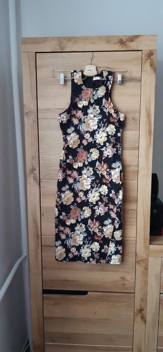 Sukienka tuba kwiaty wiosna lato impreza r S / M 36/ 38 jak nowa