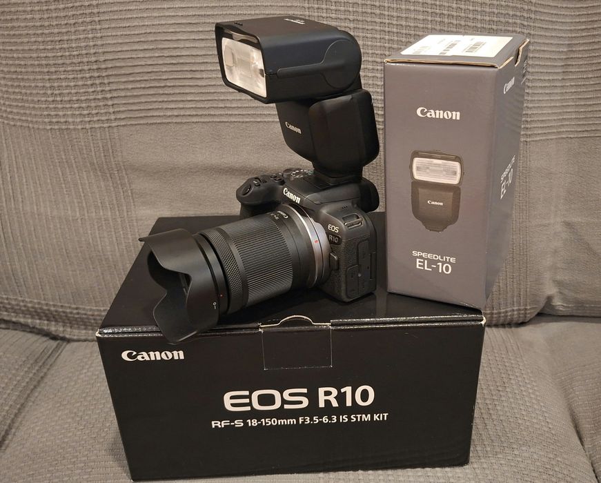 Canon R10 + lente RFs 18-150 +flash Canon  EL  10