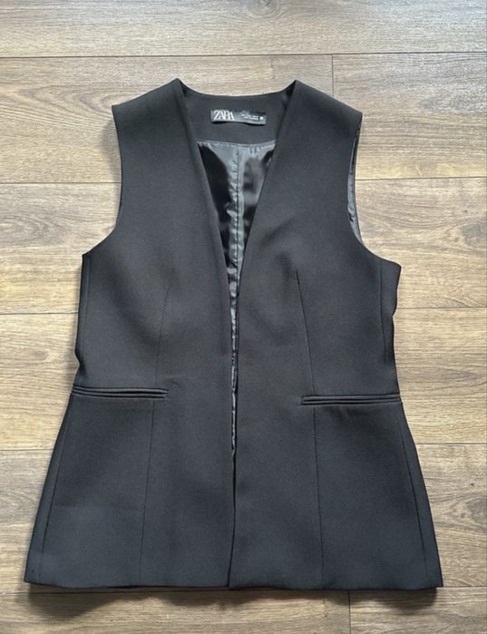 Zara czarna long jamizelka elegancka L 40