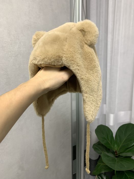 Дитяча зимова шапка з вушками бежева