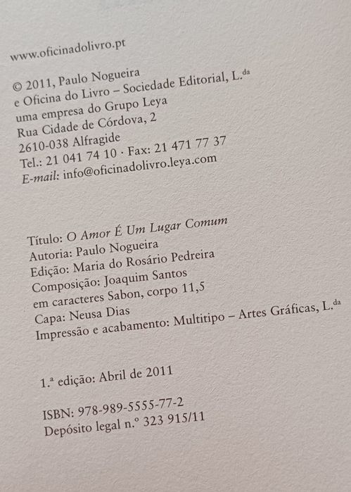 Livro - O Amor É Um Lugar Comum