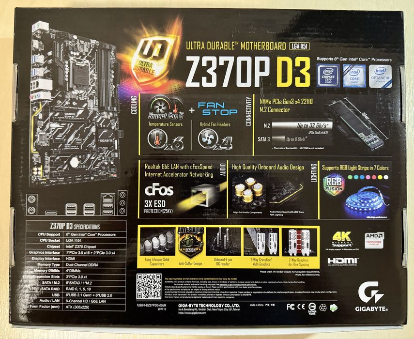 Материнська плата Gigabyte Z370P D3 (rev. 1.0) сокет 1151