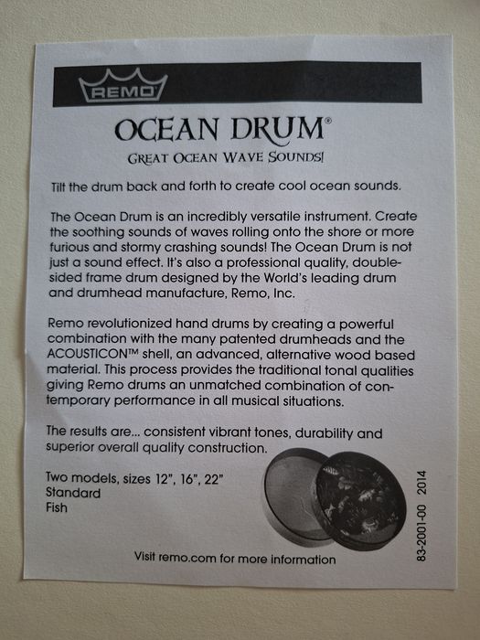 NOVO! Ocean Drum 12" da marca REMO c/PORTES GRÁTIS