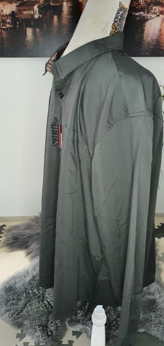 Koszula nowa męska czarna mankiety rozmiar 2xl xxl hisdern modna