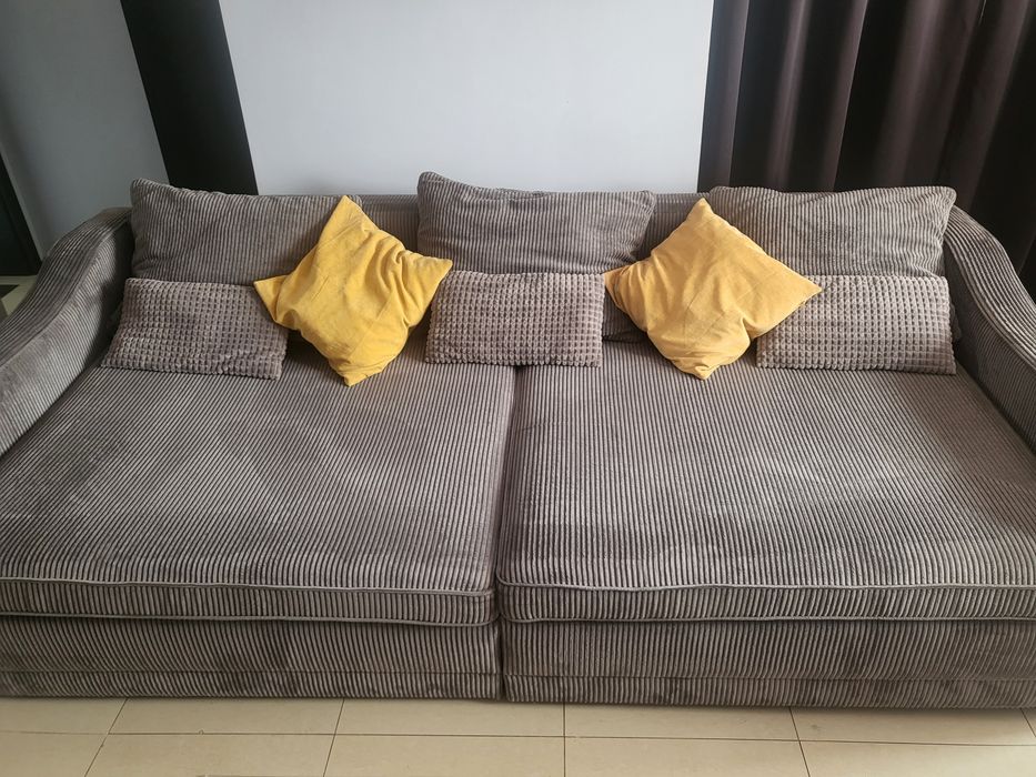 Duża Sofa Evora welur szara rozkładana