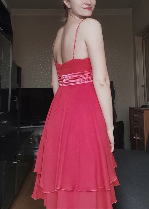 Sukienka wieczorowa koktajlowa malinowa S