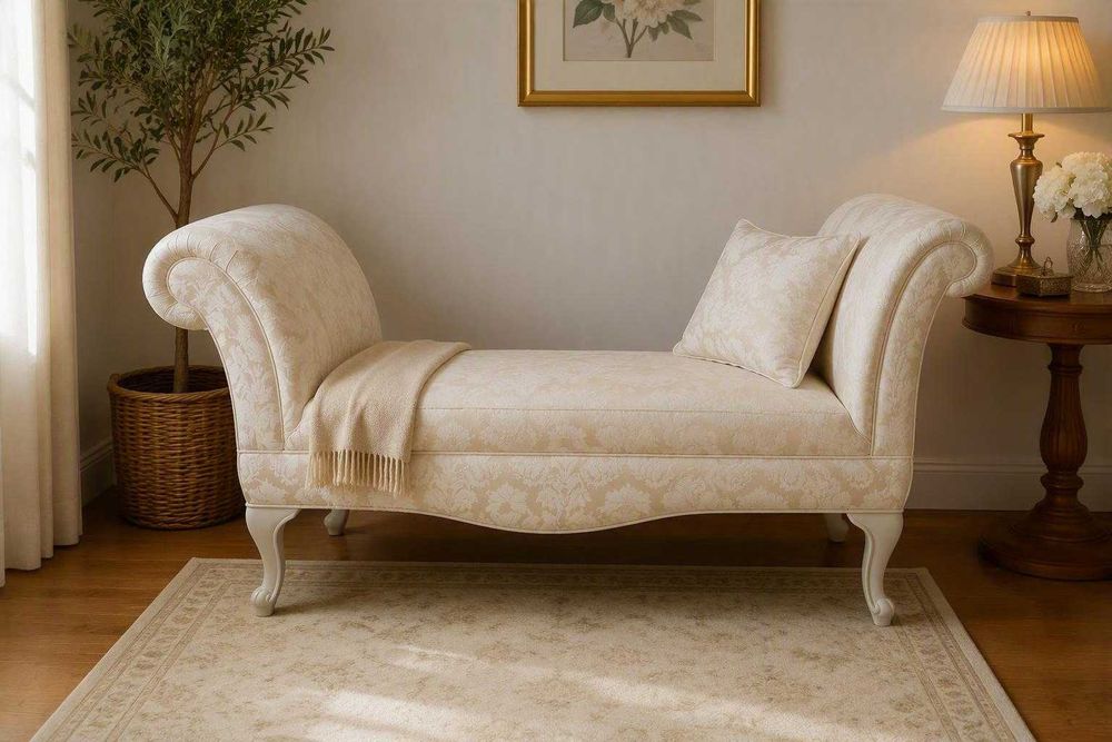 Banco Chaise Longue / Banco de Quarto Estilo Clássico 120 cm