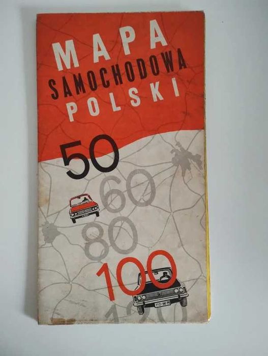 Mapa samochodowa polski lata 50, 60,  80, 100 - PRL