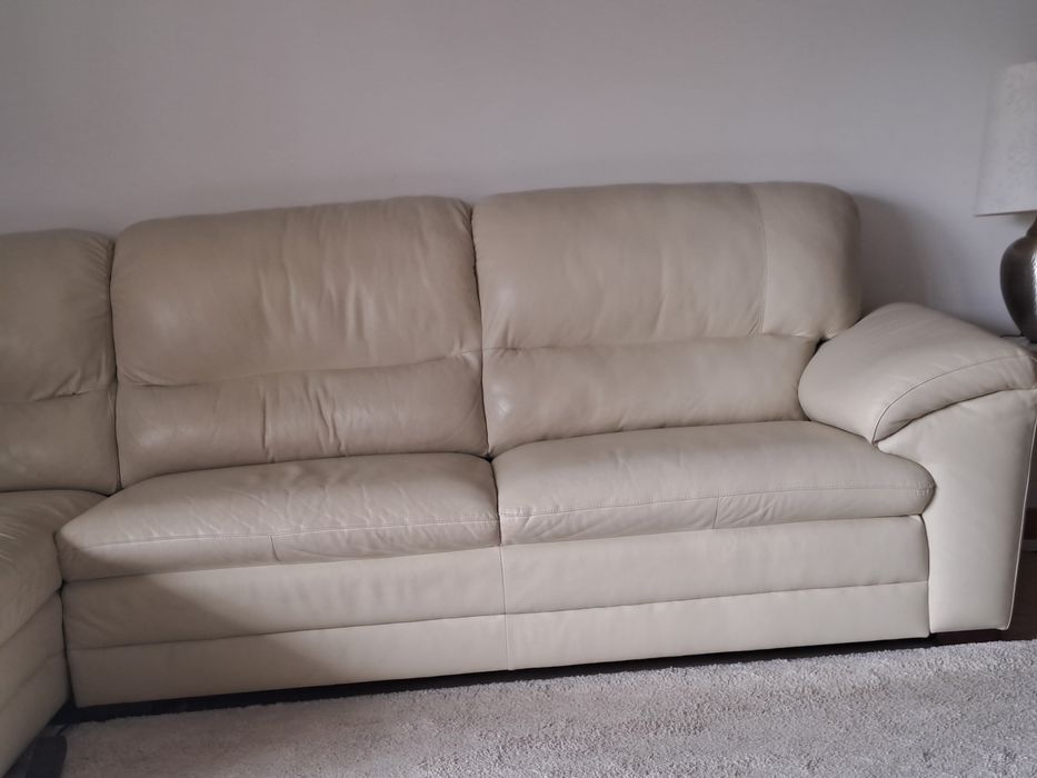 Sofá com chaise long 100% pele
