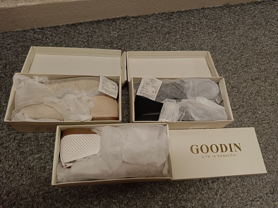 Damskie baleriny sandały letnie Goodin r. 38 białe