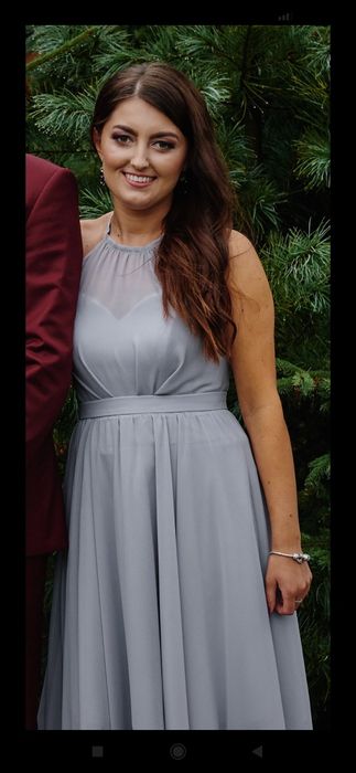 Dwuczęściowa szara suknia