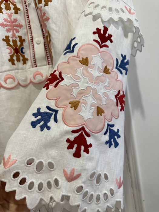 Белая вышиванка лляная льён