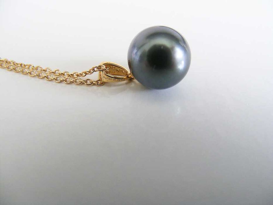 Perła Tahiti 10mm diamenty 0.021ct 18karatowe złoto nowy naszyjnik