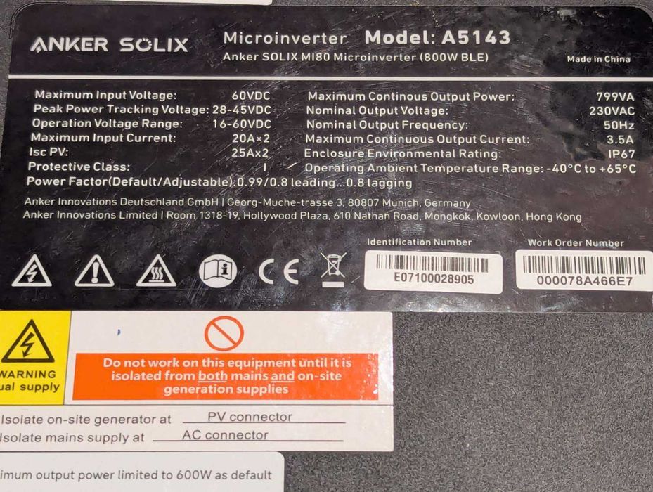 Микроинвертор Anker SOLIX MI80 800 Вт A5143 для 2-х солнечных панелей