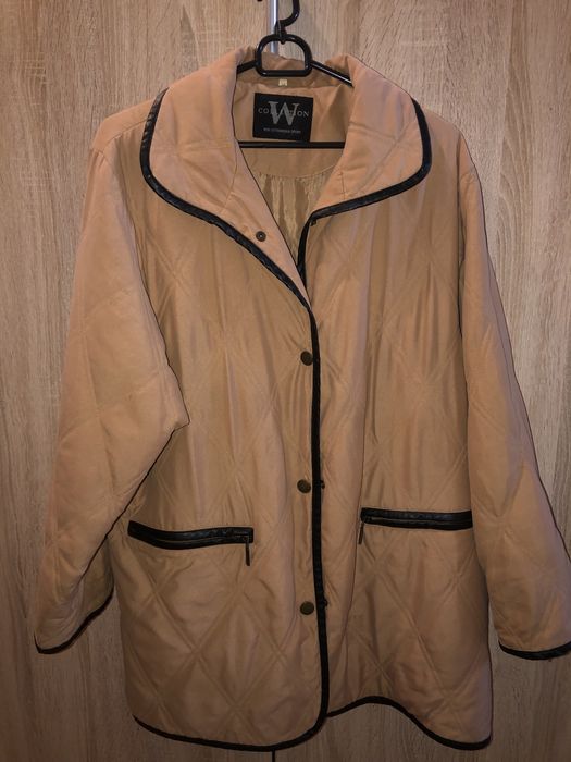 Pikowana kurtka długa przejściowa ocieplana 38  damska