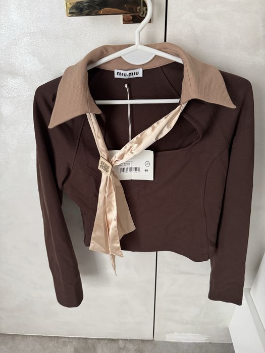 Miu koszulkamlong brąz rozmiar 40 zloty