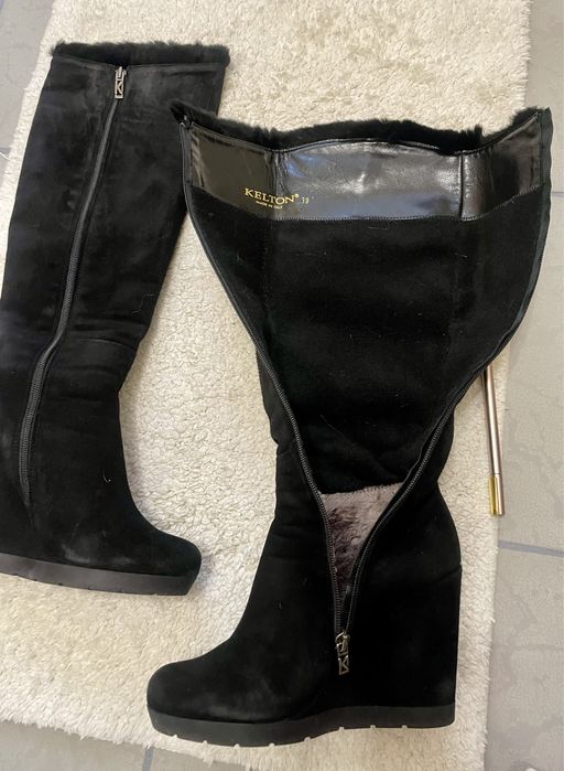 Сапоги замшевые, на платформе,Kelton