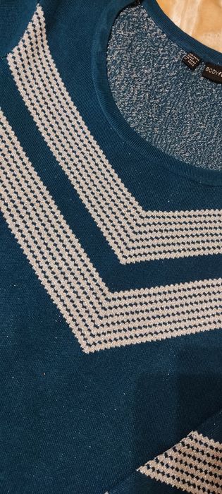 Dzianinowa nowa elegancka sukienka 46/48/50 ciemna zieleń