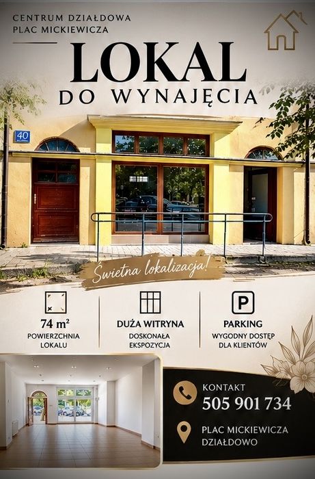 Lokal 74m² Centrum Działdowa | Witryna | Parking