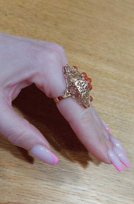 Bransoletka Wisior Pierścień: Złoto 585 plus Koral Piękne wykonanie