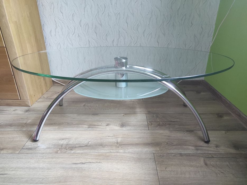 Ława szklana owalna