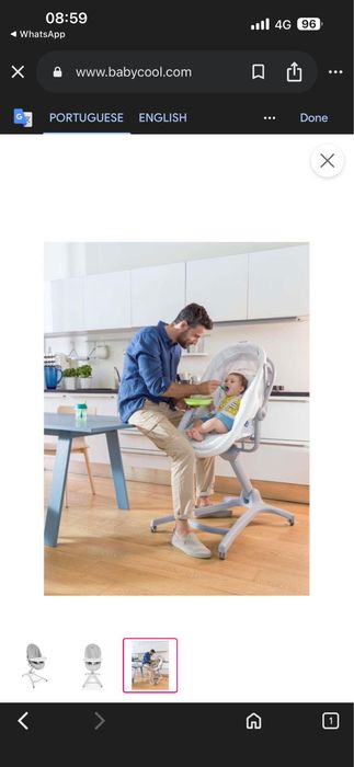 Berço + colchão + kit refeição Chicco Baby Hug 4 em 1 Glacial