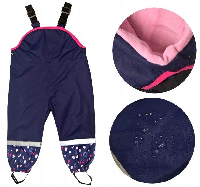 Spodnie Ocieplane Nieprzemakalne Ogrodniczki Przeciwdeszczowe 98