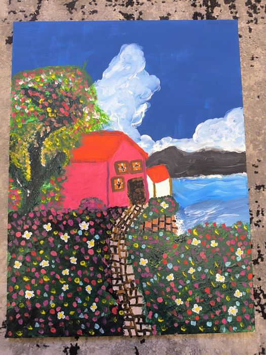 Tela pintada a mão em acrílico,30 cm por 40 cm de altura