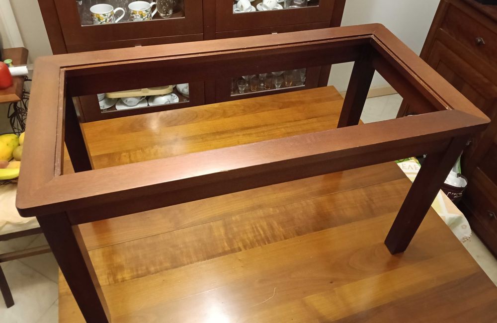 Mesa de Sala de Estar Retangular com Tampo de Vidro