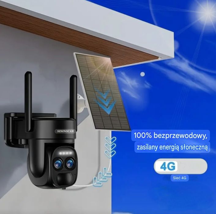 Kamera Solarna 2 obiektywy 8MP na kartę SIM 4G Obrotowa IP66