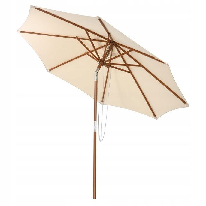 Parasol Ogrodowy 270cm Balkon Taras Drewniany Regulowany Beżowy
