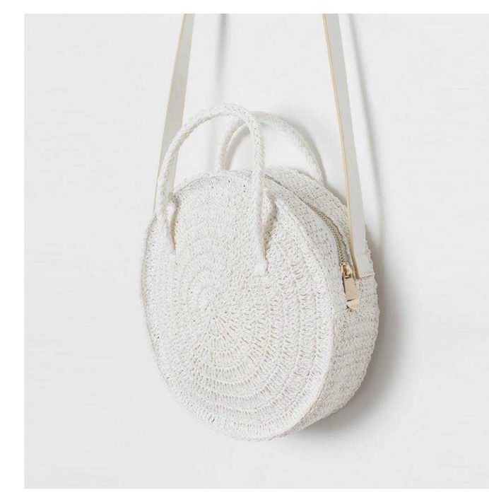 Плетена біла бежева сумка H&M
