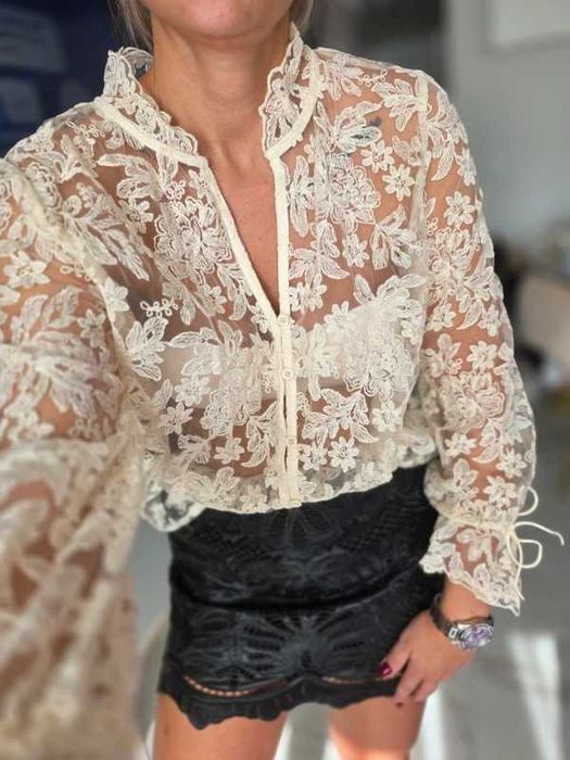 Bluzka koronkowa nowa, elegancka koszula r.M