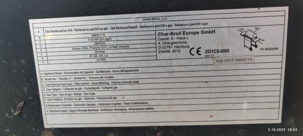 Sprzedam grill gazowy z wężem i zaworem.
