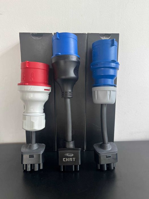 Адаптери для зарядки Tesla Mobile Connector Gen2/Gen3 | 32A | Перехідник Синій / Червоний | Без заземлення