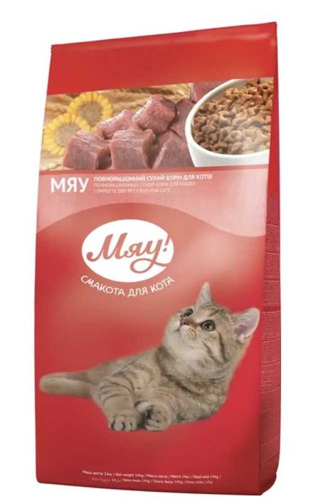 Сухий корм для котів Мяу, 11кг і курка, кролик